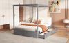 Graues Zeltbett 140x200 cm Mit Schubladen Und Gepolsterter Rückenlehne Kinderbett Massivholz Zeltdesign Spielbett Traumzelt Stauraum Bett Moskitonetz Option Schlafzimmer Bett Grau Bild 4