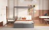 Graues Zeltbett 140x200 cm Mit Schubladen Und Gepolsterter Rückenlehne Kinderbett Massivholz Zeltdesign Spielbett Traumzelt Stauraum Bett Moskitonetz Option Schlafzimmer Bett Grau Bild 5