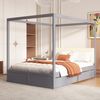 Graues Zeltbett 140x200 cm Mit Schubladen Und Gepolsterter Rückenlehne Kinderbett Massivholz Zeltdesign Spielbett Traumzelt Stauraum Bett Moskitonetz Option Schlafzimmer Bett Grau Bild 2