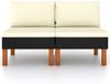 vidaXL Mittelsofas 2 Stk. Poly Rattan und Eukalyptus Massivholz 315765 Bild 2