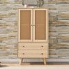 Sideboard 20 cm Holzoptik mit 2 Türen & 2 Schubladen, PE-Rattan-Türen, Push-to-Open Bild 2
