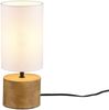 LED Tischleuchte Holzfuß mit Stoffschirm in Weiß, Höhe 30cm Bild 2