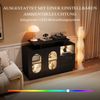 Flieks Sideboard mit LED-Beleuchtung, Vitrinenschrank mit ovalen Glastüren , 120 x 40 x 80cm, praktischer Stauraum, Schwarz Bild 5