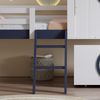 Kinder Hausbett 90x200 halbhoch mit maritimem Design - Weiß+Blau, mit Schublade, Schrägleiter, Dach & Fenster Bild 4