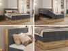 Boxspringbett, Set mit zwei Multipocket-Matratze und Topper, hohe Kopfteil, Eiche Wotan Holzrahmen - WOOD CLASSIC KING - 200 x 200 cm - Grau Cord - H4 Bild 2