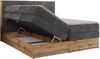 Boxspringbett, Set mit zwei Multipocket-Matratze und Topper, hohe Kopfteil, Eiche Wotan Holzrahmen - WOOD CLASSIC KING - 200 x 200 cm - Grau Cord - H4 Bild 5