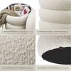 tectake® Hocker mit Stauraum, Scandi Sitzhocker Bouclé Teddy Stoff, Pouf, Polsterhocker rund für Schminktisch, Schlafzimmer, Wohnzimmer Möbel, als Flur Möbel, Stauhocker Wohnen - Bouclé Creme-weiß Bild 4