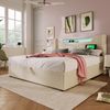 Polsterbett 160x200 cm mit LED, USB- und Type-C-Anschluss, ohne Matratze Bild 4
