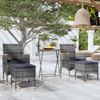vidaXL 5-tlg. Garten-Bistro-Set Poly Rattan und Hartglas Grau 3058395 Bild 1