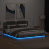 vidaXL Bettgestell mit Kopfteil und LED-Leuchten Betongrau 200x200 cm 3209985 Bild 4