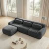 Modulares 3-Sitzer Ecksofa in Grau, rahmenloses Plüschsofa H 73 x T 291 x B 104 cm mit Ottomanen Bild 2