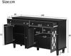 Merax Sideboard mit vier Spiegeltüren, Schubladenschrank mit Schubladen, verstellbaren Einlegeböden und Kristallgriffen, Schwarz Bild 4