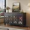 Merax Sideboard mit vier Spiegeltüren, Schubladenschrank mit Schubladen, verstellbaren Einlegeböden und Kristallgriffen, Schwarz Bild 2