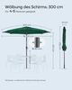 Songmics Sonnenschirm mit UV-Schutz bis UPF 50+, knickbar, Metall / Polyester grün, Ø 3 x 2,52 m Bild 4