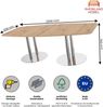 Rheinland Möbel Konferenztisch KONTI 220x103 cm – ovaler Besprechungstisch in Asteiche mit verchromten Säulenfüßen & Kabelauslass, Meetingtisch für 6–8 Personen, moderner XXL-Tisch fürs Büro & Besprechungsraum Bild 3