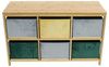 Regal "Bunt" aus Bambus mit 6 Boxen aus Textil in Samt Optik, Aufbewahrungsregal, Bambusregal mit Aufbewahrungsboxen Bild 3