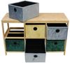 Regal "Bunt" aus Bambus mit 6 Boxen aus Textil in Samt Optik, Aufbewahrungsregal, Bambusregal mit Aufbewahrungsboxen Bild 4