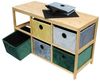 Regal "Bunt" aus Bambus mit 6 Boxen aus Textil in Samt Optik, Aufbewahrungsregal, Bambusregal mit Aufbewahrungsboxen Bild 5