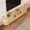 TV-Schrank 175x36x51 cm in Naturfarben mit Rattanschublade, halbrunden Türen und Kabeldurchführung Bild 3