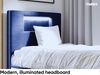 MEBLINI Kinderbett mit Bettkasten GARETH 1 100x200 Rechts – H3/Blau Samt Gepolstert Einzelbett mit Matratze - Polsterbett mit Stauraum - Bett mit Kopfteil – Stauraumbett Bild 3