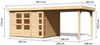 Gartenhaus Kerko 5, 302 x 246 cm inkl. Anbaudach 2,80 m mit Rückwand, 19 mm Holz naturbelassen, Karibu Bild 2