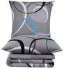 Buymax Bettwäsche Wave, Bettgarnitur, Bettbezug Set, Renforcé: 100% Baumwolle, 2 teilig, mit Reißverschluss, gemustert, Kreise, Grau, Türkis, 135x200 cm Bild 4