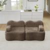 Ecksofa modular in Braun, tiefe Sitzfläche, Samtbezug, rahmenloses Wellendesign, montagefrei,70x192x98 cm Bild 2