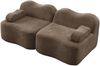 Ecksofa modular in Braun, tiefe Sitzfläche, Samtbezug, rahmenloses Wellendesign, montagefrei,70x192x98 cm Bild 4