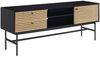 TV-Board Lowboard 150 x 40 cm MDF Schwarz mit Eichenholz Front geriffelt Bild 2