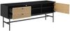TV-Board Lowboard 150 x 40 cm MDF Schwarz mit Eichenholz Front geriffelt Bild 4