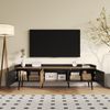 TV-Schrank Schwarz-Natur Lowboard 160x39x49,5 cm, modernes Sideboard mit drei Türen in Streifenoptik Bild 3
