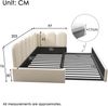 Merax Einzelbett Polsterbett 90x200cm,Tagesbett Schlafsofa mit Ausziehbett 90x190cm, Kinderbett mit Lattenrost, Samt, Beige Bild 4