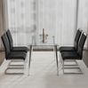 Esszimmerstuhl H 95 x T 45 x B 42 cm, Kunstleder-Leinen-Design, 4er-Set Bild 4