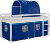 Hochbett mit Lattenrost 90x200 Kinderbett Tunnel Vorhang blau Holz Kiefer Jugendbett Bild 2