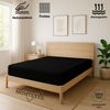 EXKLUSIV HEIMTEXTIL Frottee Spannbettlaken 90 - 100 x 200 cm Schwarz 80% Baumwolle 20% Polyester Öko - Tex Zertifiziert Bed-Sheet Bettlaken Spannbetttuch Topper Leinentuch Bild 2