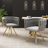 Drehbarer Esszimmerstuhl aus Samt H 72 x T 59 x B 54 cm mit Stahlgestell, Grau/Gold,4er-Set Bild 5