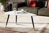 Couchtisch 90 x 60 x 41 cm mit Marmor Optik Weiß, Dreibein Wohnzimmertisch mit Metall-Gestell, Sofatisch Dreieckig Tisch Wohnzimmer, Beistelltisch Bild 3