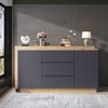 Merax Schreibtisch 2-in-1 Sideboard & Arbeitstisch (120×50×76,5 cm, 1-St, multifunktionaler Bürotisch Kommode in Weiß/Eiche), Eckschreibtisch mit 360° drehbarer Tischplatte, 2 Türen & 3 Schubladen Bild 2