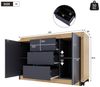 Merax Schreibtisch 2-in-1 Sideboard & Arbeitstisch (120×50×76,5 cm, 1-St, multifunktionaler Bürotisch Kommode in Weiß/Eiche), Eckschreibtisch mit 360° drehbarer Tischplatte, 2 Türen & 3 Schubladen Bild 3
