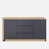 Merax Schreibtisch 2-in-1 Sideboard & Arbeitstisch (120×50×76,5 cm, 1-St, multifunktionaler Bürotisch Kommode in Weiß/Eiche), Eckschreibtisch mit 360° drehbarer Tischplatte, 2 Türen & 3 Schubladen Bild 4