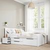 Inter Link - Bett mit Schubladen - Doppelbett 140x200 cm – Kojenbett mit Stauraum – Kiefer massivholz – 2 Schubladen und 1 Schubkasten – Inkl Lattenrost – Weiß lackiert – Efetivo 140x200 cm Bild 2