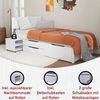 Inter Link - Bett mit Schubladen - Doppelbett 140x200 cm – Kojenbett mit Stauraum – Kiefer massivholz – 2 Schubladen und 1 Schubkasten – Inkl Lattenrost – Weiß lackiert – Efetivo 140x200 cm Bild 3