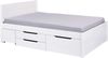 Inter Link - Bett mit Schubladen - Doppelbett 140x200 cm – Kojenbett mit Stauraum – Kiefer massivholz – 2 Schubladen und 1 Schubkasten – Inkl Lattenrost – Weiß lackiert – Efetivo 140x200 cm Bild 1
