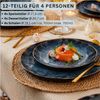 SÄNGER Steingut Geschirrset Tokio, Tafelservice 12 teilig für 4 Personen Bild 2