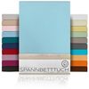 Beautex Spannbettlaken, Gummizug: rundum, (1 Stück), gekämmte Baumwolle Premium Jersey, 160g/m², Hellblau, Topper - 90 x 200 x 15 cm Bild 4