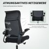 Bürostuhl ergonomisch mit Netzrücken, 3D-Armlehnen & Kopfstütze, 64x65x108-118 cm, Schwarz Bild 2