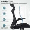 Bürostuhl ergonomisch mit Netzrücken, 3D-Armlehnen & Kopfstütze, 64x65x108-118 cm, Schwarz Bild 3