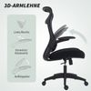 Bürostuhl ergonomisch mit Netzrücken, 3D-Armlehnen & Kopfstütze, 64x65x108-118 cm, Schwarz Bild 5