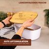 2tlg. Brotaufbewahrungs-Set - Brotkasten und Brotkorb (Kunststoff/Metall, weiß) Bild 5