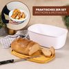 2tlg. Brotaufbewahrungs-Set - Brotkasten und Brotkorb (Kunststoff/Metall, weiß) Bild 2